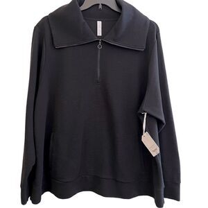 STYLUS 3X NWT🏷 Quarter-zip Black collared sweatshirt soft ribbed texture